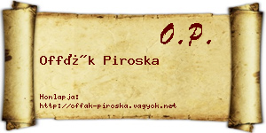 Offák Piroska névjegykártya